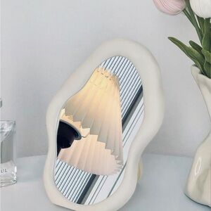 Modern Wavy Mirror with Cream Frame